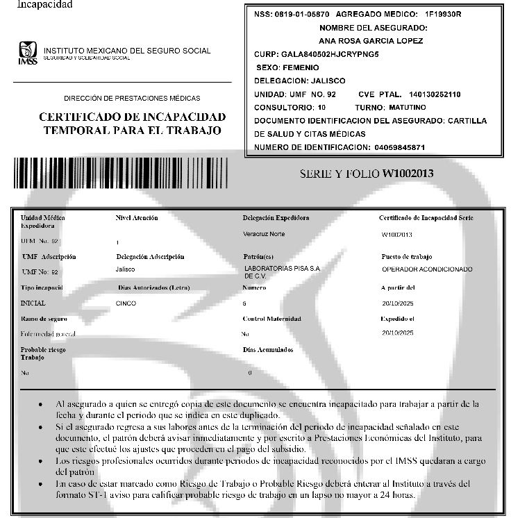 Incapacidad IMSS